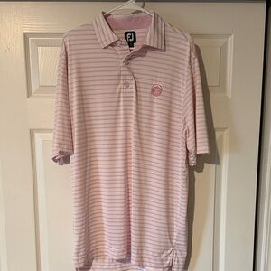 FootJoy Pink and White Green Valley Striped Polo Shirt